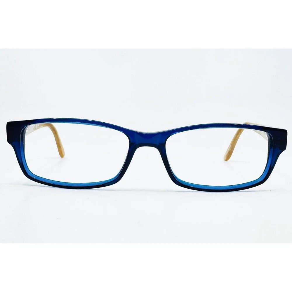 Kay Unger Eyeglasses Womens Blue Gold K182 Rectangular 52-16-135